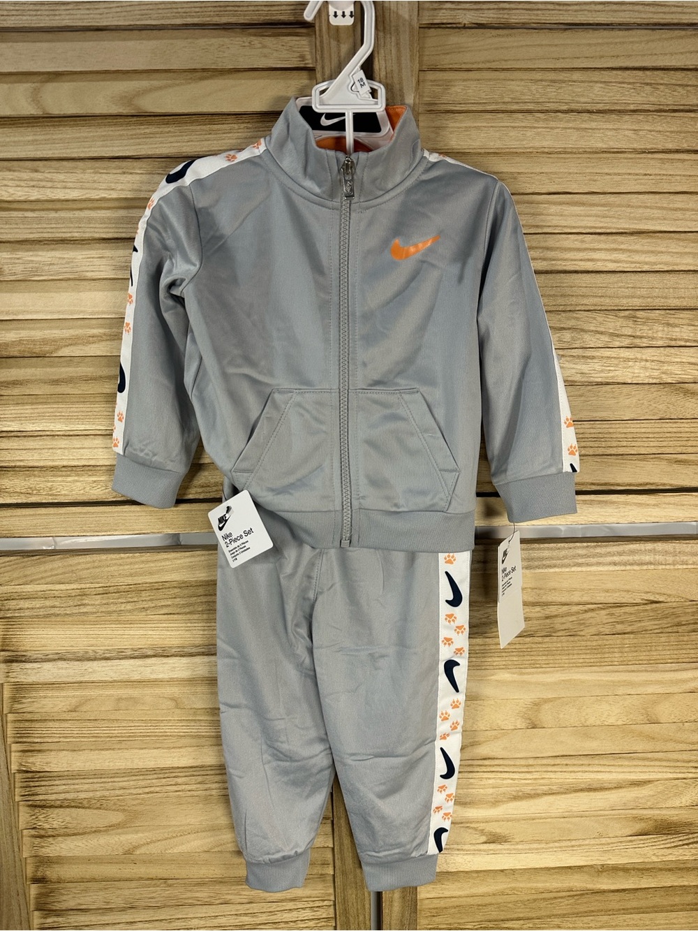 Nike Kids Gray and Orange Logo Track One-Piece